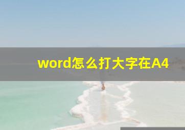 word怎么打大字在A4