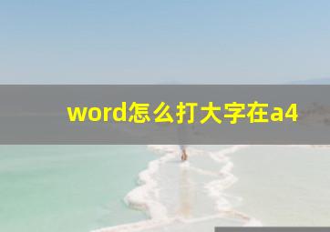 word怎么打大字在a4