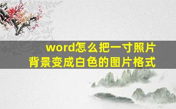 word怎么把一寸照片背景变成白色的图片格式