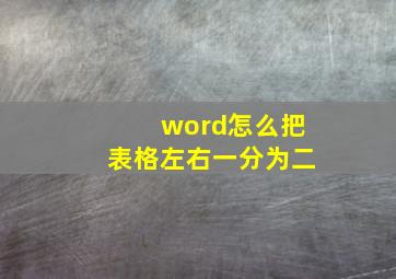 word怎么把表格左右一分为二