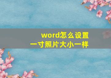 word怎么设置一寸照片大小一样