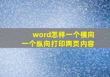 word怎样一个横向一个纵向打印两页内容