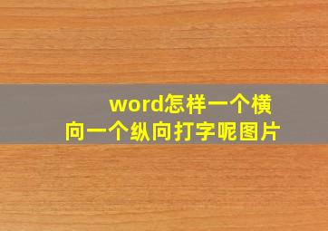 word怎样一个横向一个纵向打字呢图片