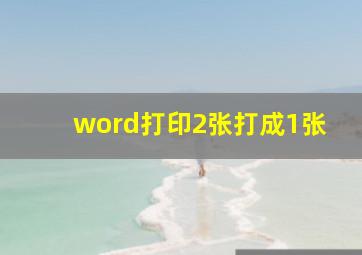 word打印2张打成1张