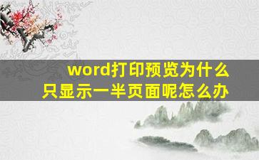 word打印预览为什么只显示一半页面呢怎么办