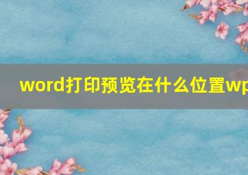 word打印预览在什么位置wps