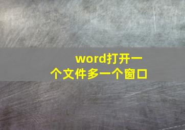 word打开一个文件多一个窗口