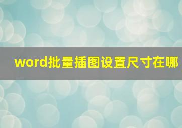 word批量插图设置尺寸在哪