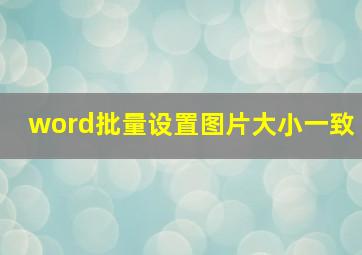 word批量设置图片大小一致