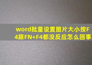 word批量设置图片大小按F4跟FN+F4都没反应怎么回事