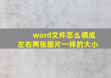 word文件怎么调成左右两张图片一样的大小