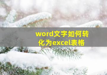 word文字如何转化为excel表格