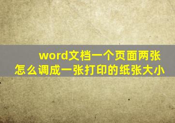 word文档一个页面两张怎么调成一张打印的纸张大小