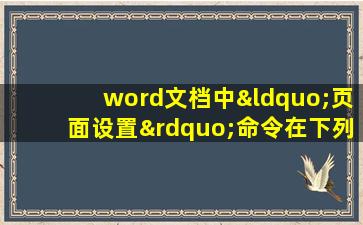 word文档中“页面设置”命令在下列哪一菜单中()