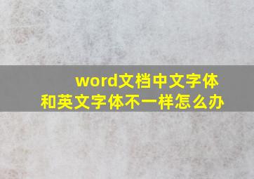 word文档中文字体和英文字体不一样怎么办