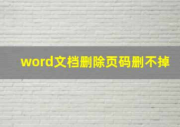 word文档删除页码删不掉