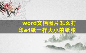 word文档图片怎么打印a4纸一样大小的纸张