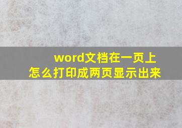 word文档在一页上怎么打印成两页显示出来