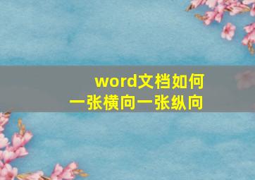 word文档如何一张横向一张纵向