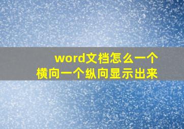 word文档怎么一个横向一个纵向显示出来