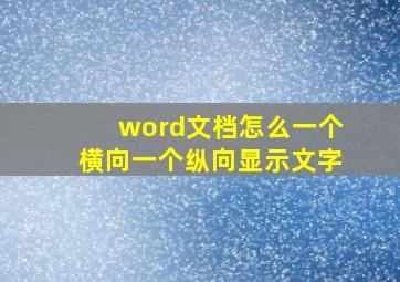 word文档怎么一个横向一个纵向显示文字