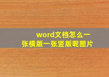 word文档怎么一张横版一张竖版呢图片