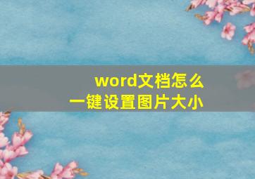 word文档怎么一键设置图片大小