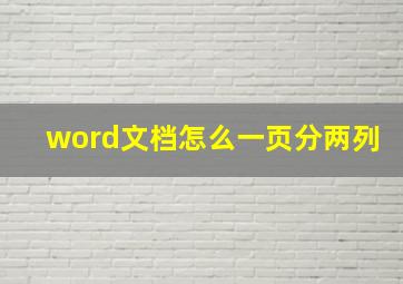 word文档怎么一页分两列