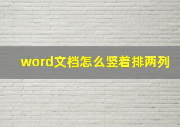 word文档怎么竖着排两列