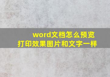 word文档怎么预览打印效果图片和文字一样