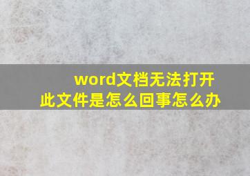 word文档无法打开此文件是怎么回事怎么办