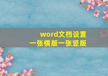 word文档设置一张横版一张竖版