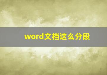 word文档这么分段