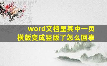 word文档里其中一页横版变成竖版了怎么回事