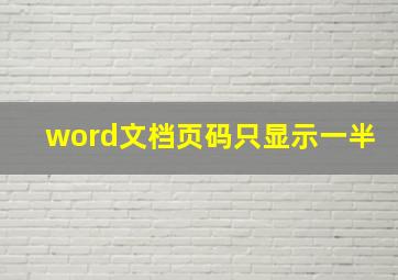 word文档页码只显示一半