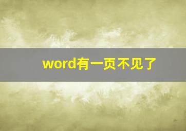 word有一页不见了