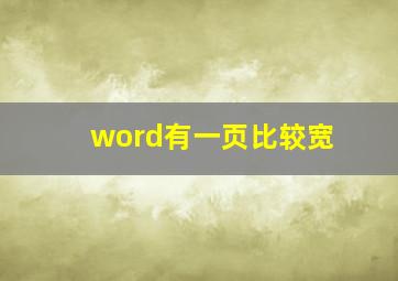 word有一页比较宽