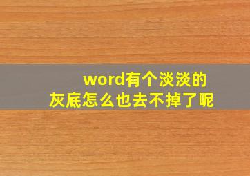 word有个淡淡的灰底怎么也去不掉了呢