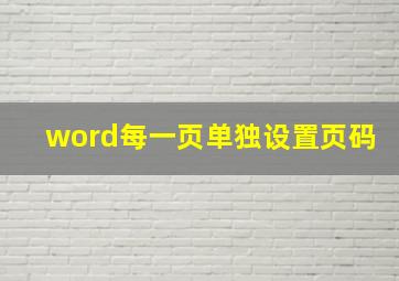 word每一页单独设置页码