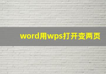 word用wps打开变两页