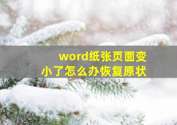 word纸张页面变小了怎么办恢复原状