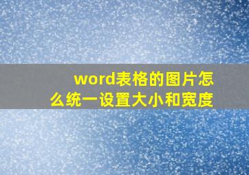 word表格的图片怎么统一设置大小和宽度