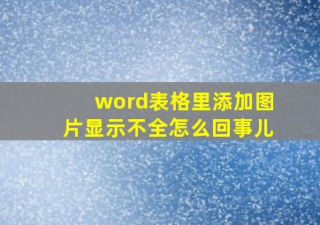 word表格里添加图片显示不全怎么回事儿