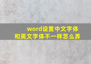 word设置中文字体和英文字体不一样怎么弄