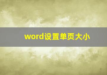 word设置单页大小