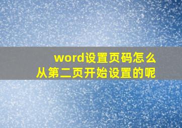 word设置页码怎么从第二页开始设置的呢