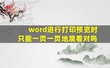 word进行打印预览时只能一页一页地观看对吗