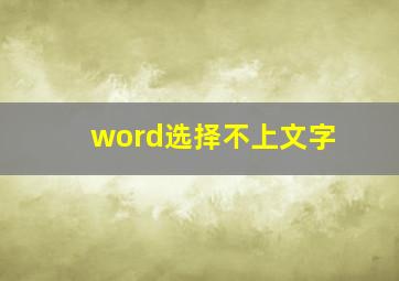 word选择不上文字