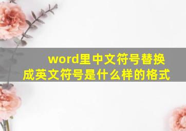 word里中文符号替换成英文符号是什么样的格式