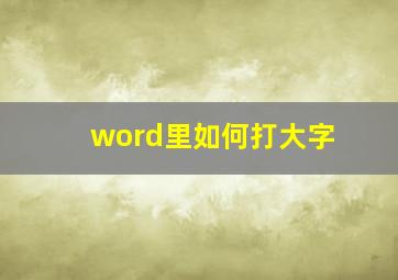 word里如何打大字